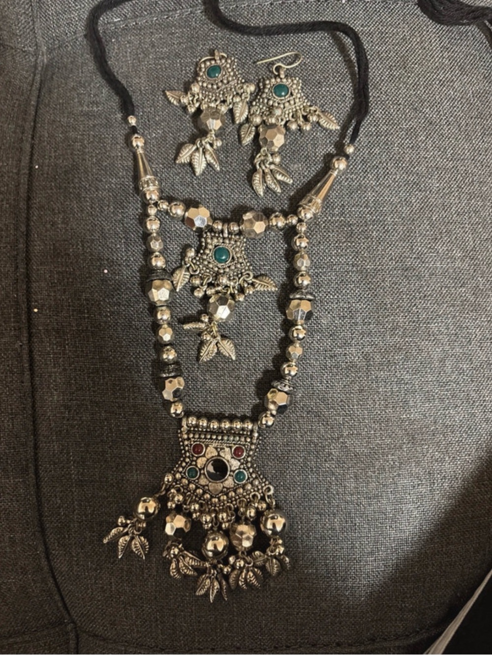 Gorgeous Vintage Silver Double Layer With Stones and Set of Erring